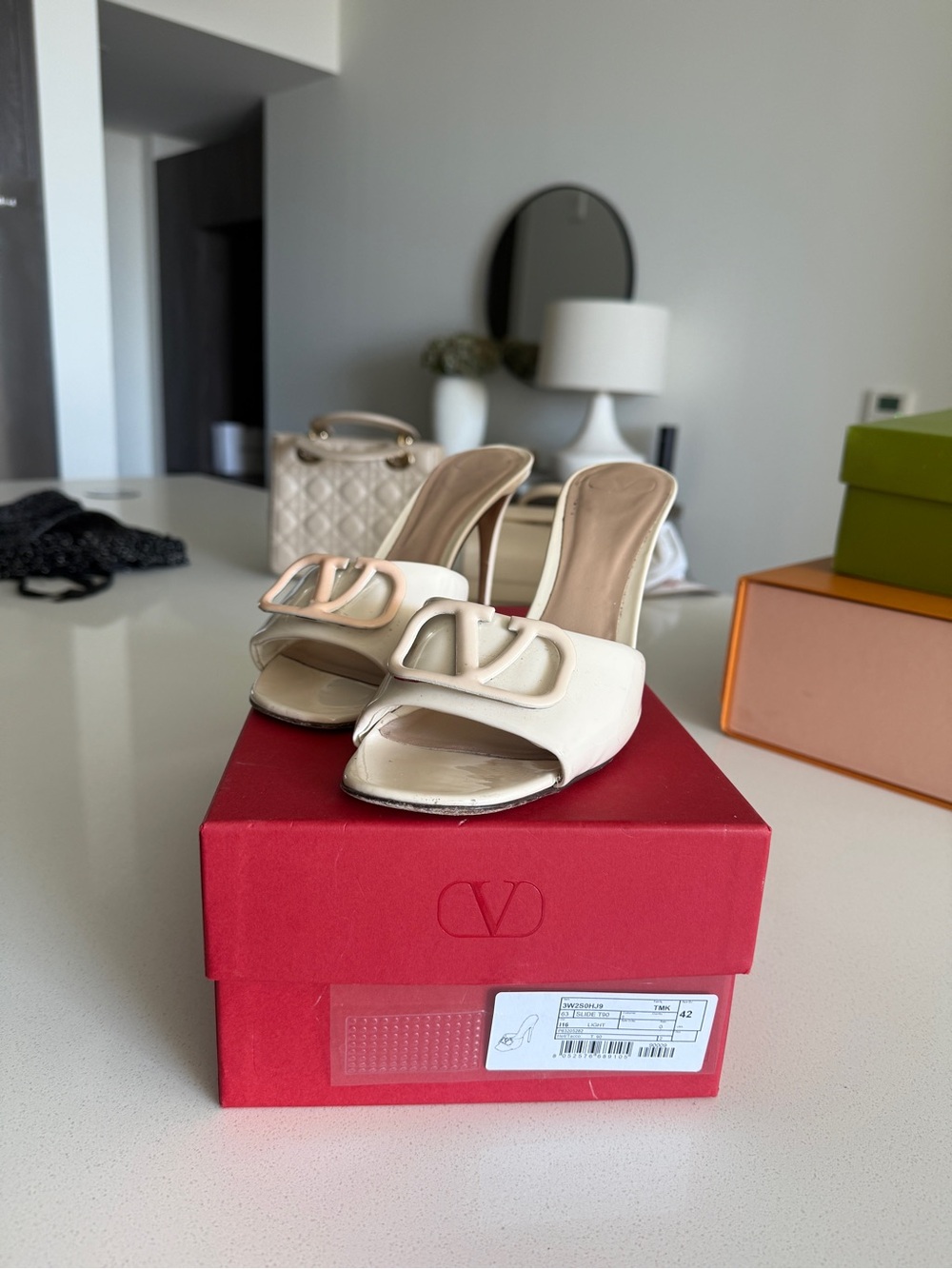 Valentino Garavani VLogo patent leather mule heels